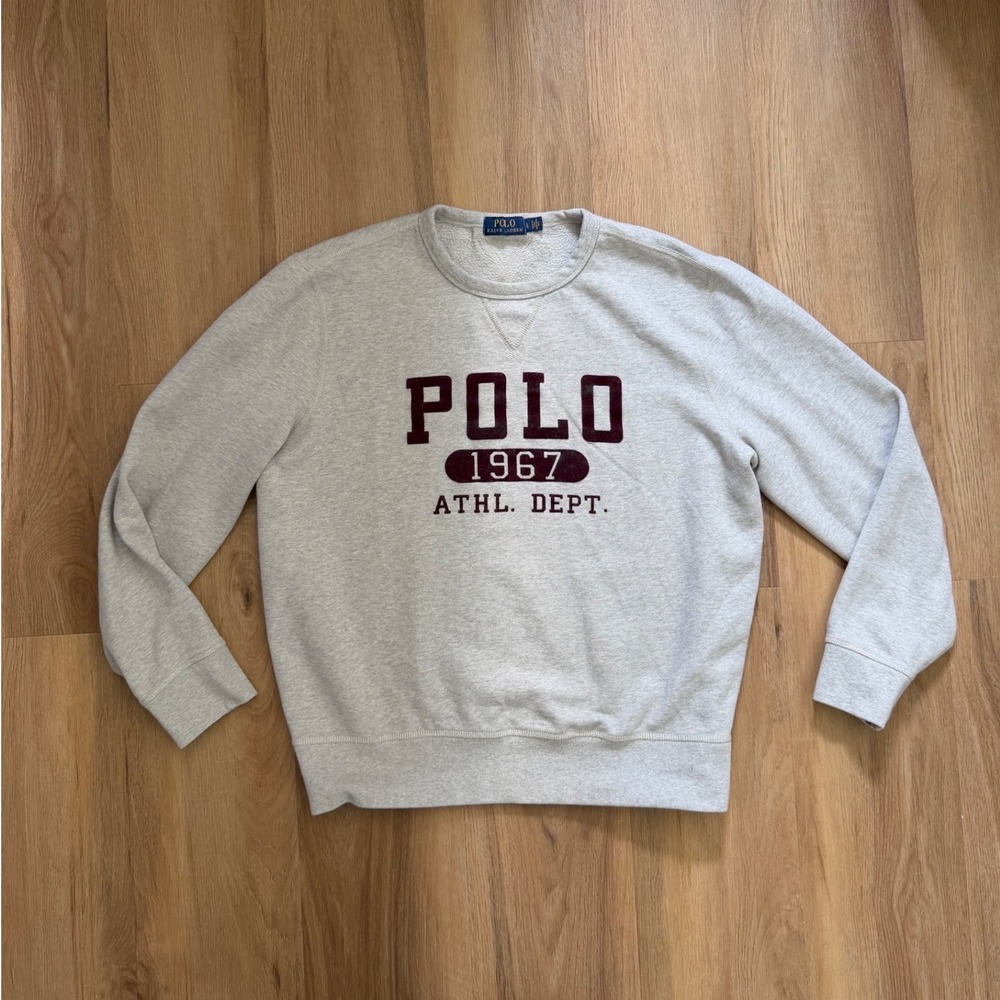 Polo Ralph Lauren Mens 1967 Athl Dept Graphic Sweatshirt Gray Large preppy